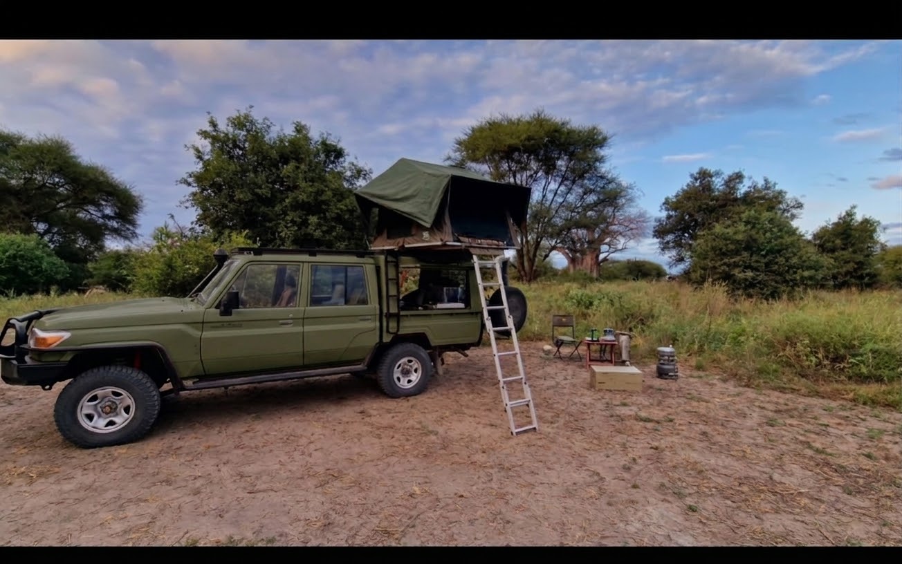 4x4 vehicle with rooftop tent in Tanzania